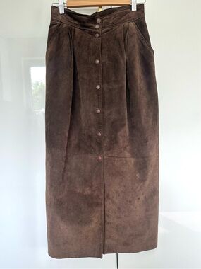 Vintage Danier Brown Suede Leather Maxi Skirt small